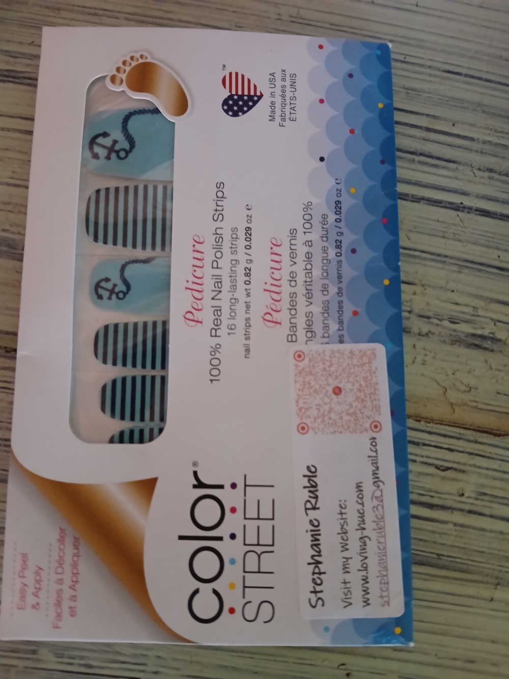 Color Street Nail Strips - Aqua Blue Anchors & Navy Stripes